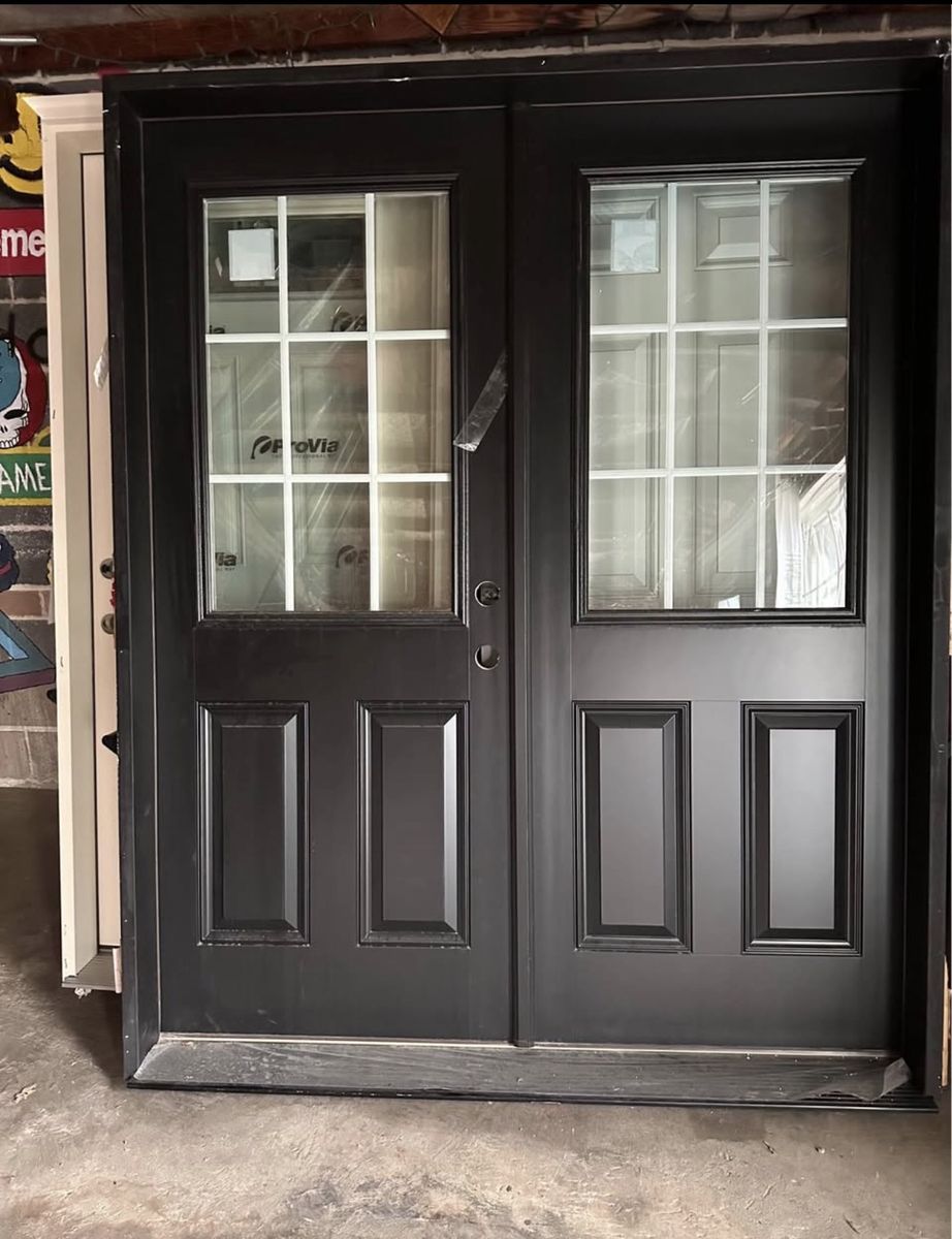 Signamark Black French Exterior Door 64x80 Left Inswing 9-Lite Panel Window