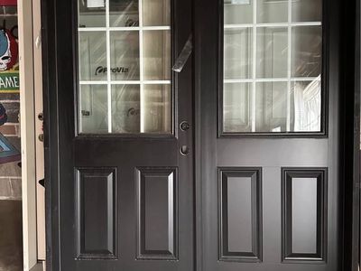 Signamark Black French Exterior Door 64x80 Left Inswing 9-Lite Panel Window