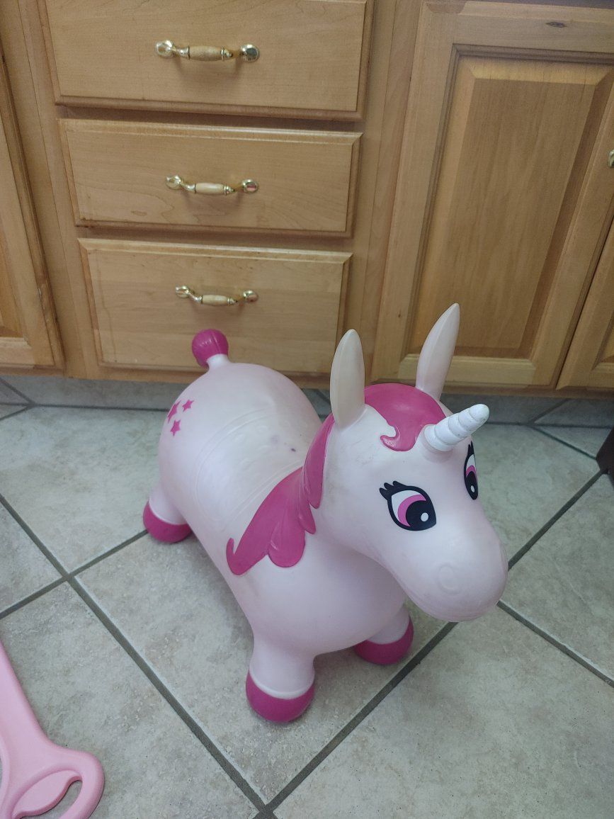 Pink Inflatable Unicorn Hopper Toy for Kids