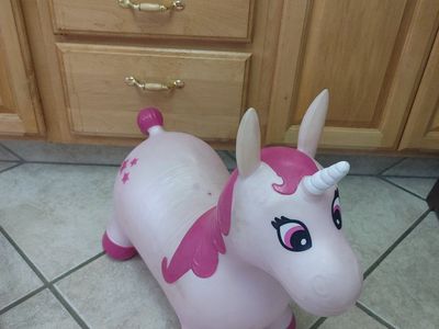 Pink Inflatable Unicorn Hopper Toy for Kids