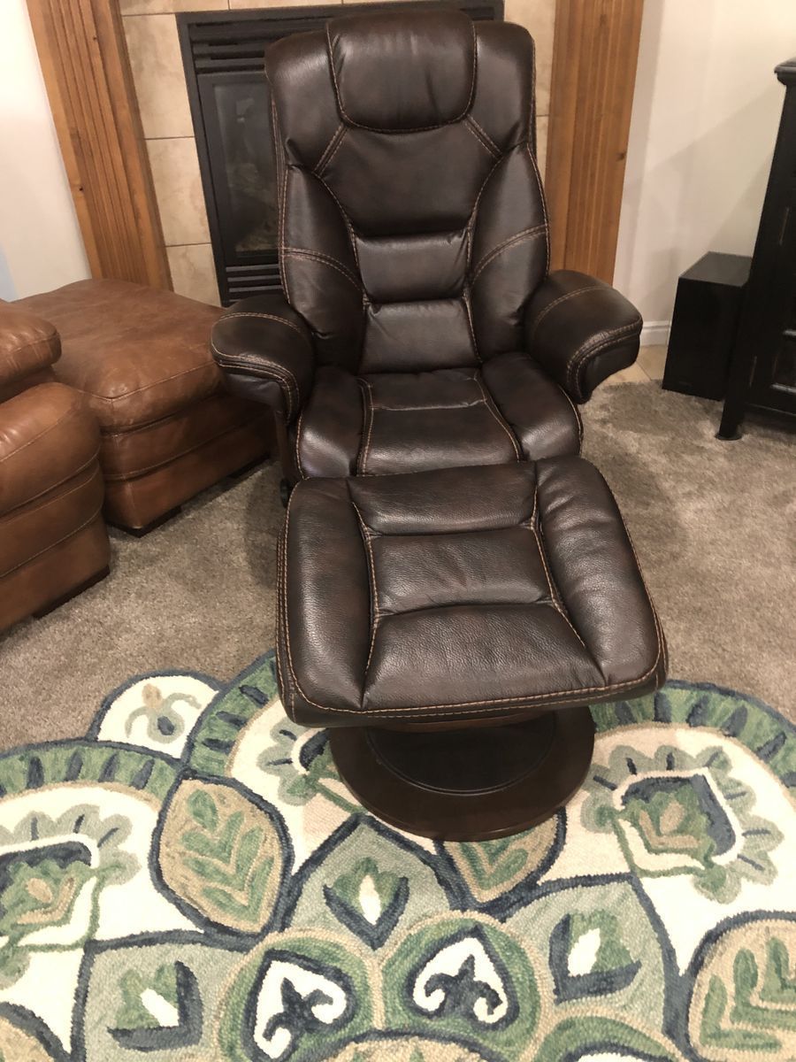 Leather Recliner with Footstool