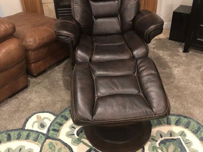 Leather Recliner with Footstool