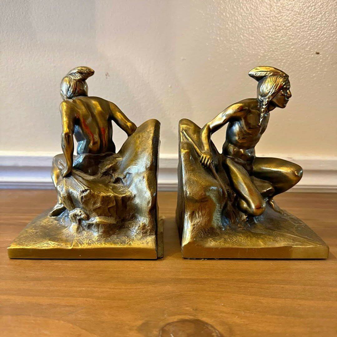 Brass Native American Indian Scout Bookends