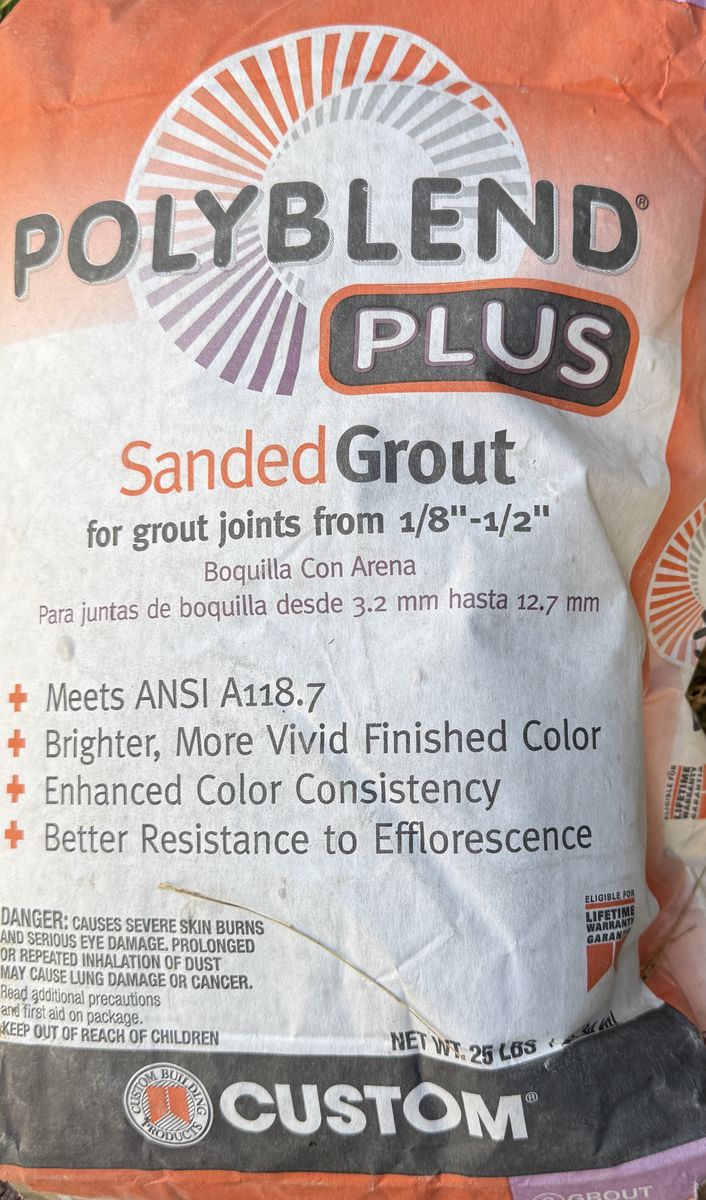 Brand new, sealed Polyblend Plus #380 Haystack Sanded Grout (25 lb bags).