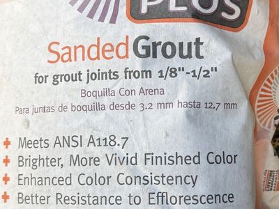 Brand new, sealed Polyblend Plus #380 Haystack Sanded Grout (25 lb bags).