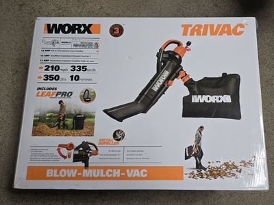 WORX TRIVAC WG502 12A 3-in-1 Electric Blower/Mulcher/Vacuum with Metal Impeller & LEAFPRO