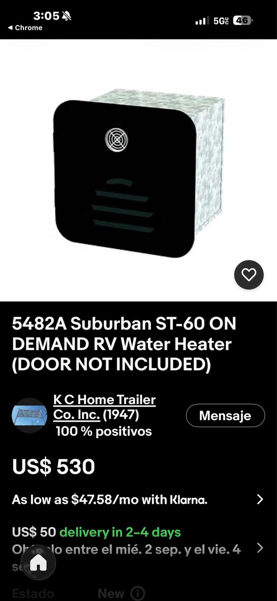 5482A Suburban ST-60 On Demand RV Water Heater