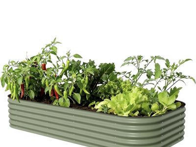 Vego Garden 17" Tall 10-in-1 Jumbo Modular Metal Raised Garden Bed Kit, Olive Green