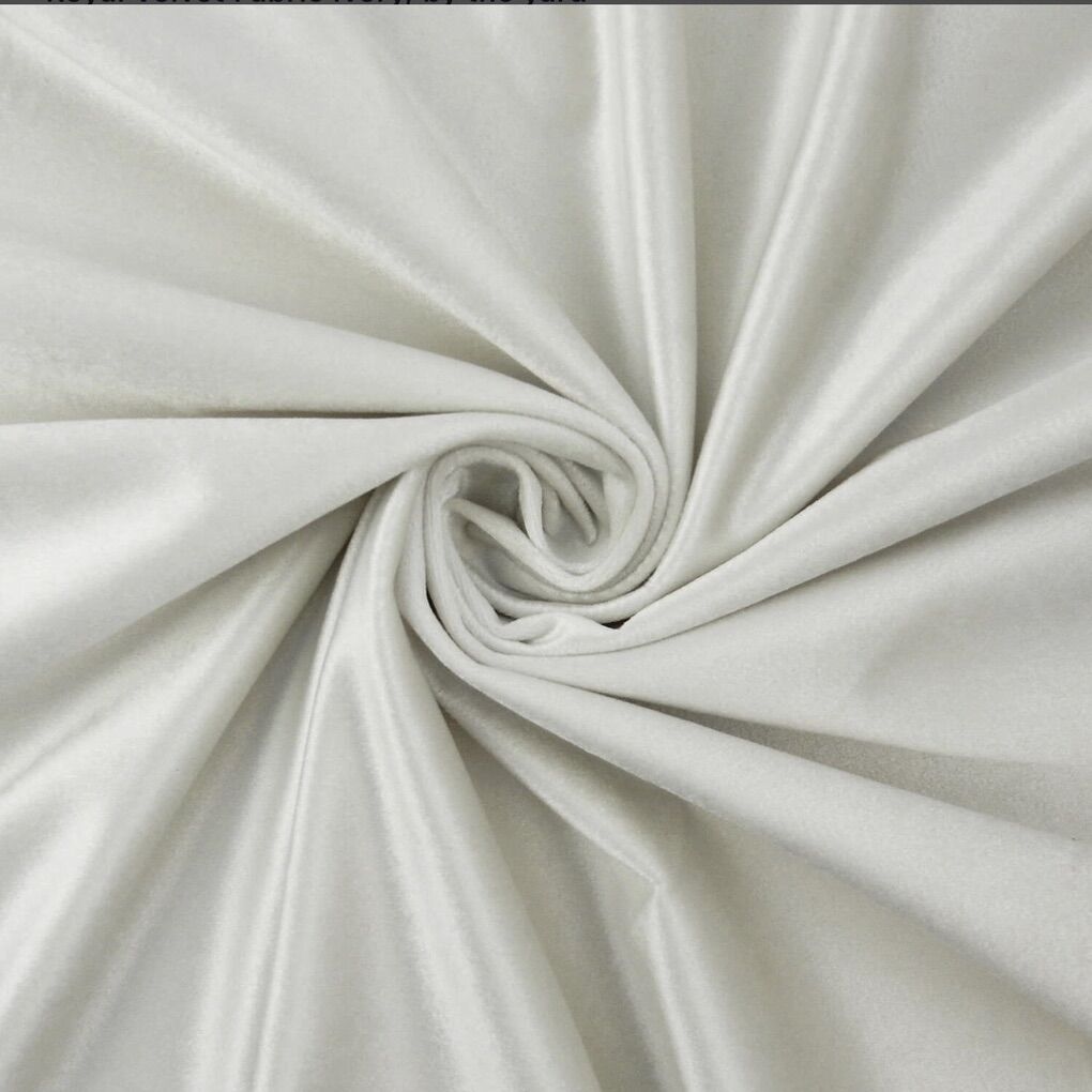 NEW! Royal Velvet Fabric Ivory 100% Polyester