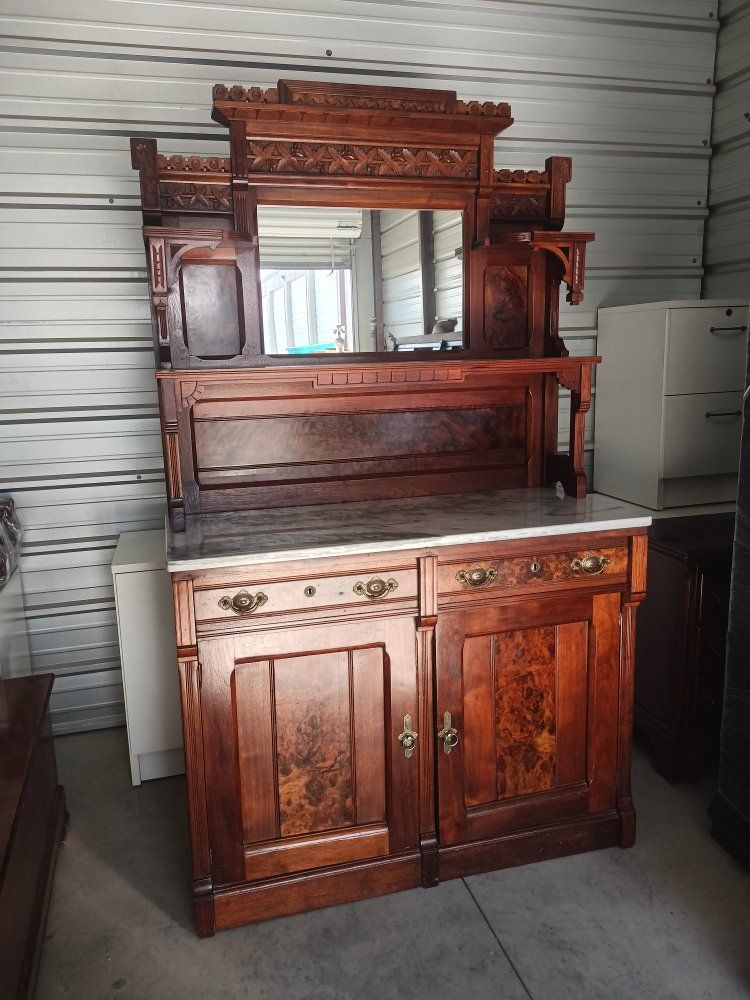 wood 2 piece marble top