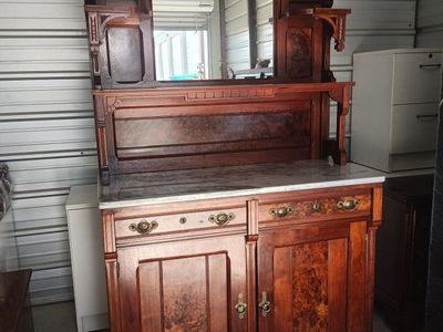 wood 2 piece marble top