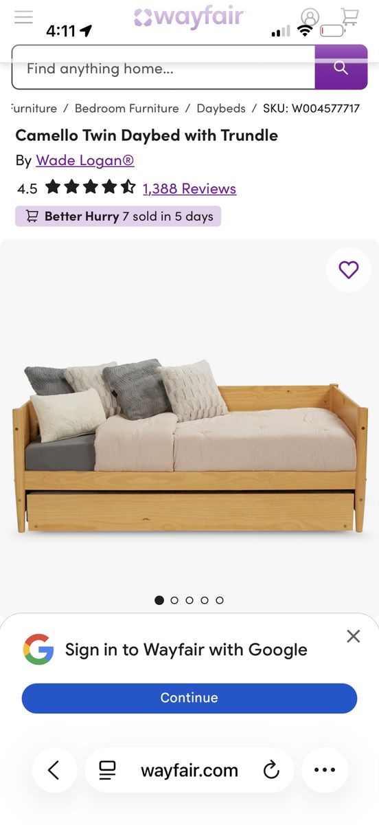 Twin Daybed with Trundle - Light Wood Frame, Space-Saving Design