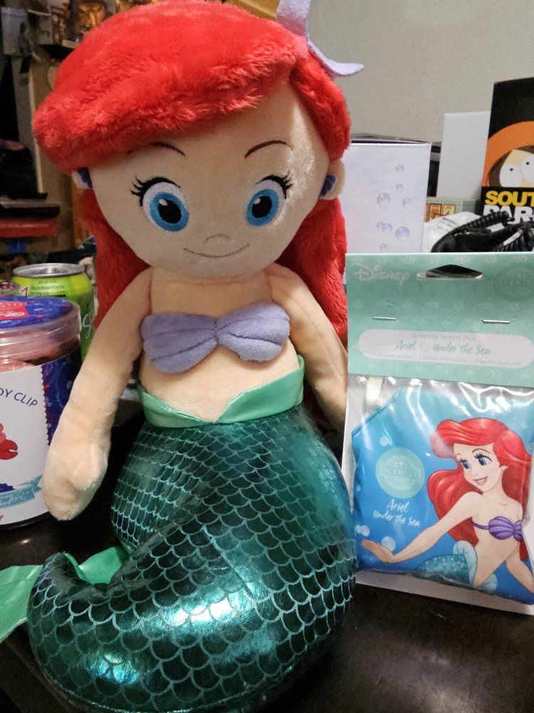 Disney Ariel "The Little Mermaid" Plush Doll & Scentsy Scent Pak "Under the Sea" Set