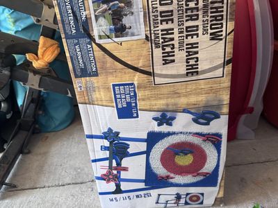 Axe Throw Game Set with Throwing Stars - 5 ft Tall, Steel Base