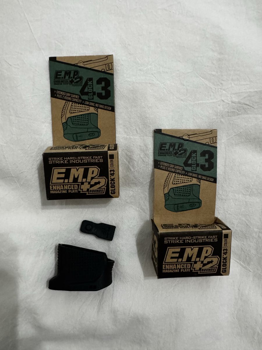 Strike Industries EMP+2 Enhanced Magazine Plate for Glock 43 (Lot of 2)