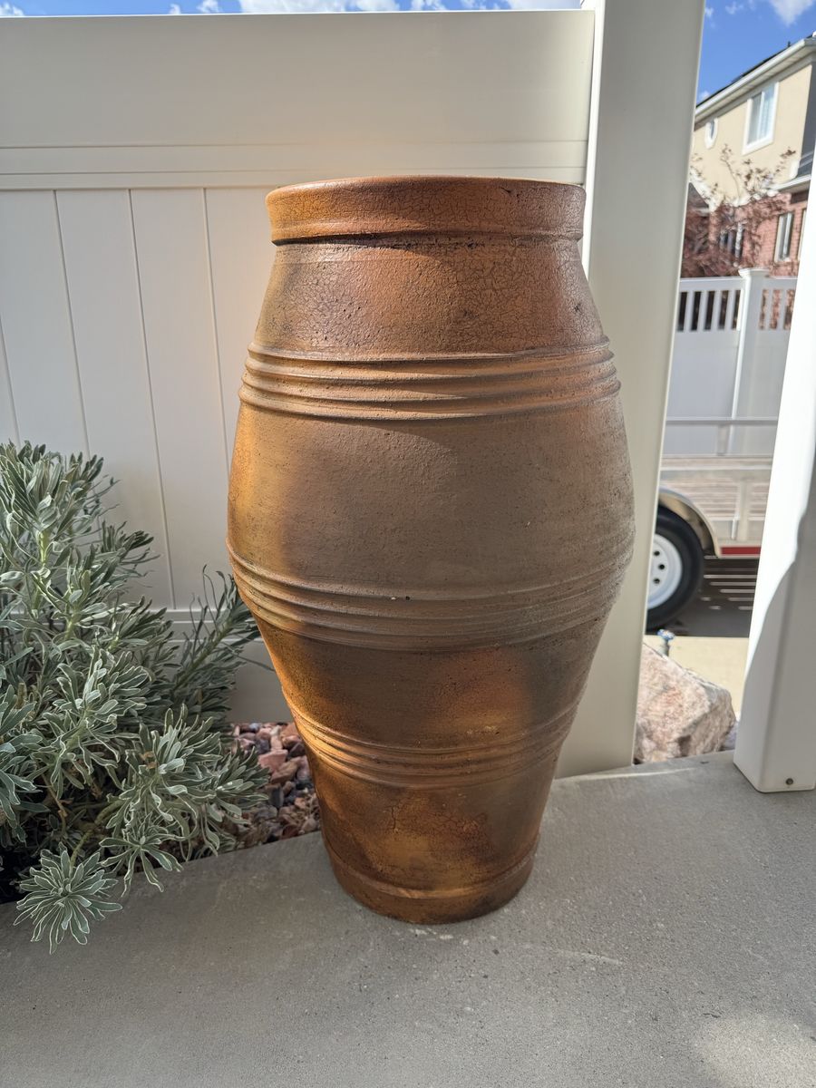 Large Terracotta Planter Pot - 32" Tall, 16" Diameter - Rustic Garden Decor