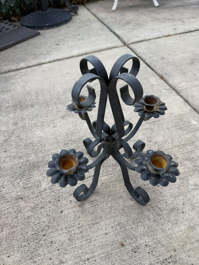 Vintage black metal candle holder