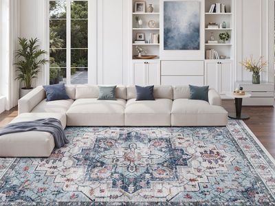 New! 8x10 Area Rugs,Stain Resistant Washable Rug,Ultra-Thin Rugs for Living Room,Bedroom,Non-Slip Backing Home Decor