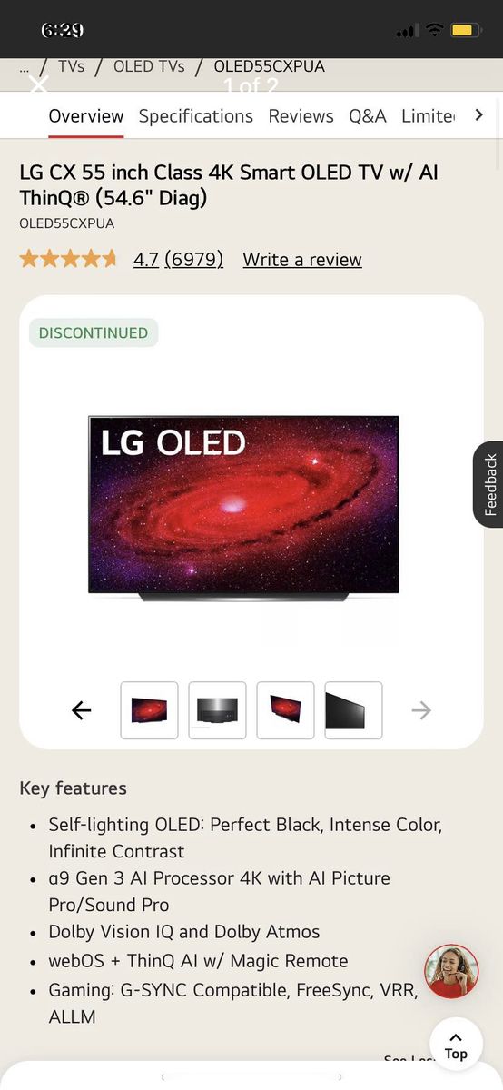 LG CX 55Inch class 4k Smart OLED TV w/AI ThinQ