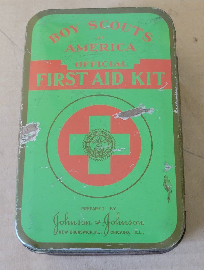 Vintage Boy Scouts of America Official First Aid Kit Johnson & Johnson Tin (Empty)