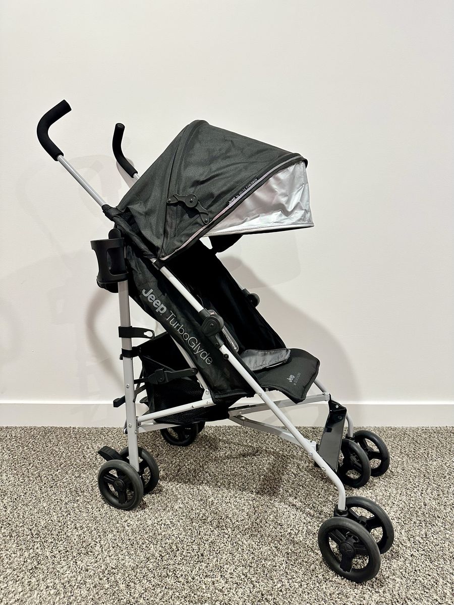 Jeep TurboGlyde Umbrella Stroller Black and Silver Lightweight