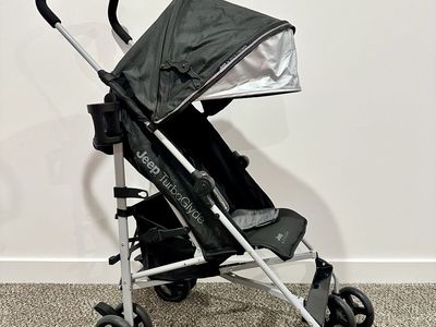 Jeep TurboGlyde Umbrella Stroller Black and Silver Lightweight