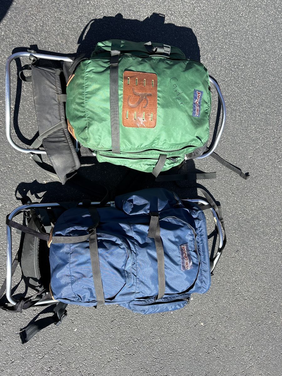 Vintage Backpacks, camping, hiking, cabin decor, antique retro backpacking, Boy Scouts canvas