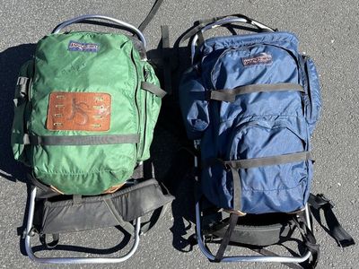 Vintage Backpacks, camping, hiking, cabin decor, antique retro backpacking, Boy Scouts canvas
