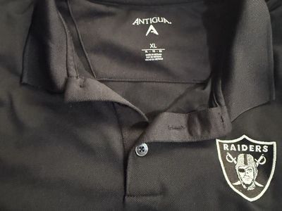 Antigua Raiders Polo Shirt Men's XL Black NFL Performance Golf Topes