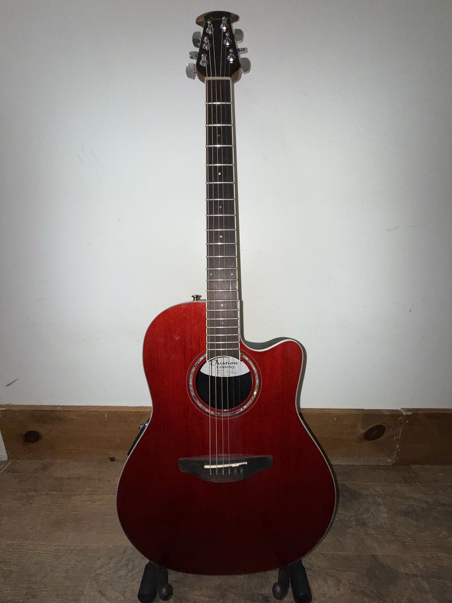 Ovation Celebrity Acoustic Electric Guitar Trans Red