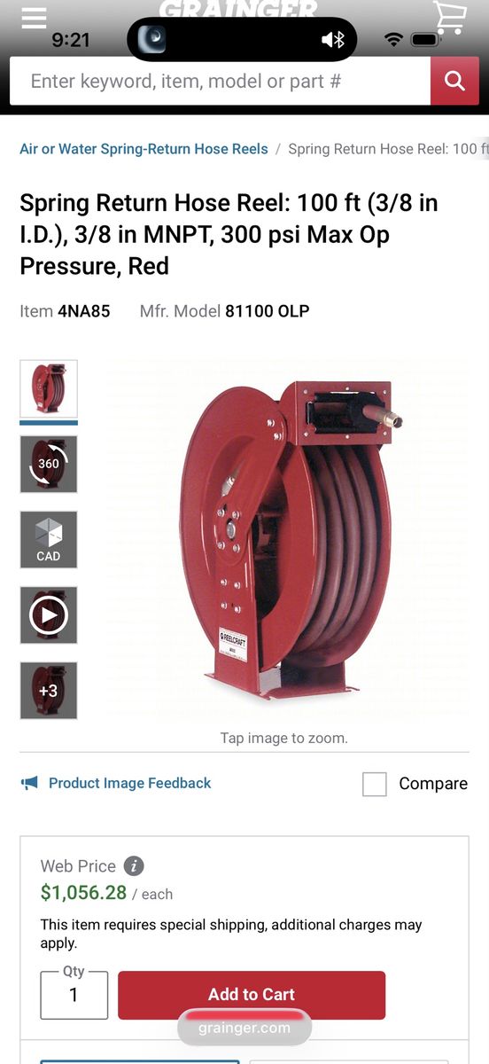 Reelcraft heavy duty hose reel