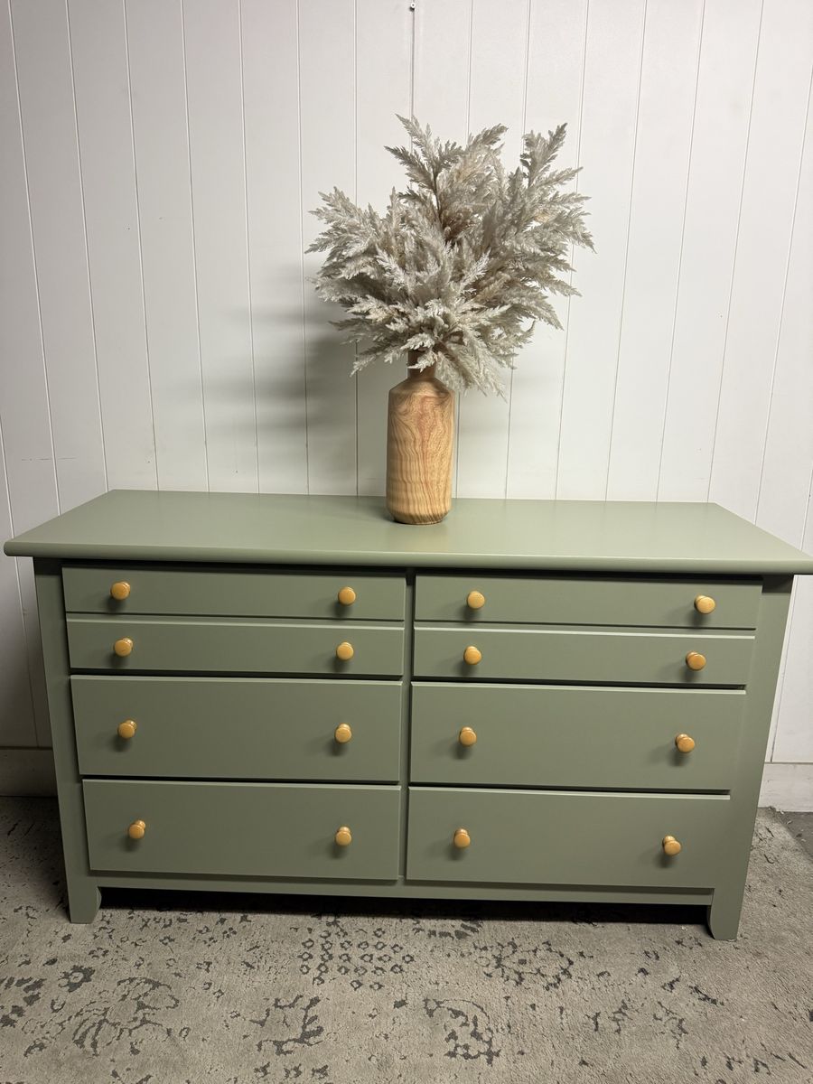 Olive green 6 drawer dresser