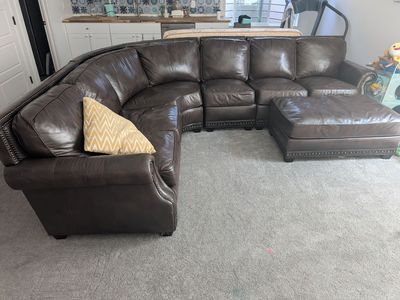 Costco Abbyson Isabelle Top-Grain Leather Sectional + Ottoman — $1,200 OBO