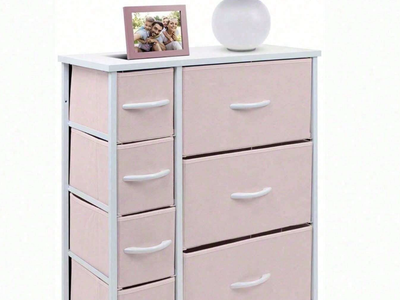 New in Box! Pink 7 Drawer Dresser with Fabric Bins