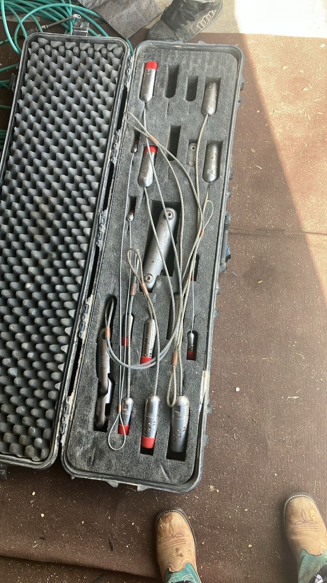 Industrial Equipment Kit in Protective Case - Wires, Weights, & Tools for Specialized Tasks.   Wire Snagger