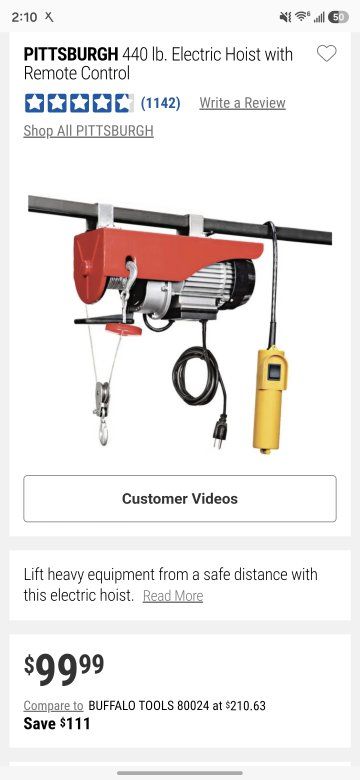 Pittsburgh Electric Hoist.