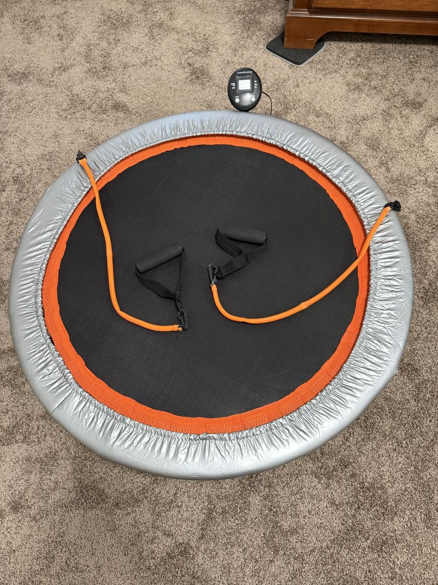Gold's Gym Circuit Trainer 36” Mini Trampoline with Resistance Bands & Monitor Rebound Exerciser