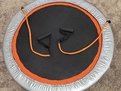 Gold's Gym Circuit Trainer 36” Mini Trampoline with Resistance Bands & Monitor Rebound Exerciser