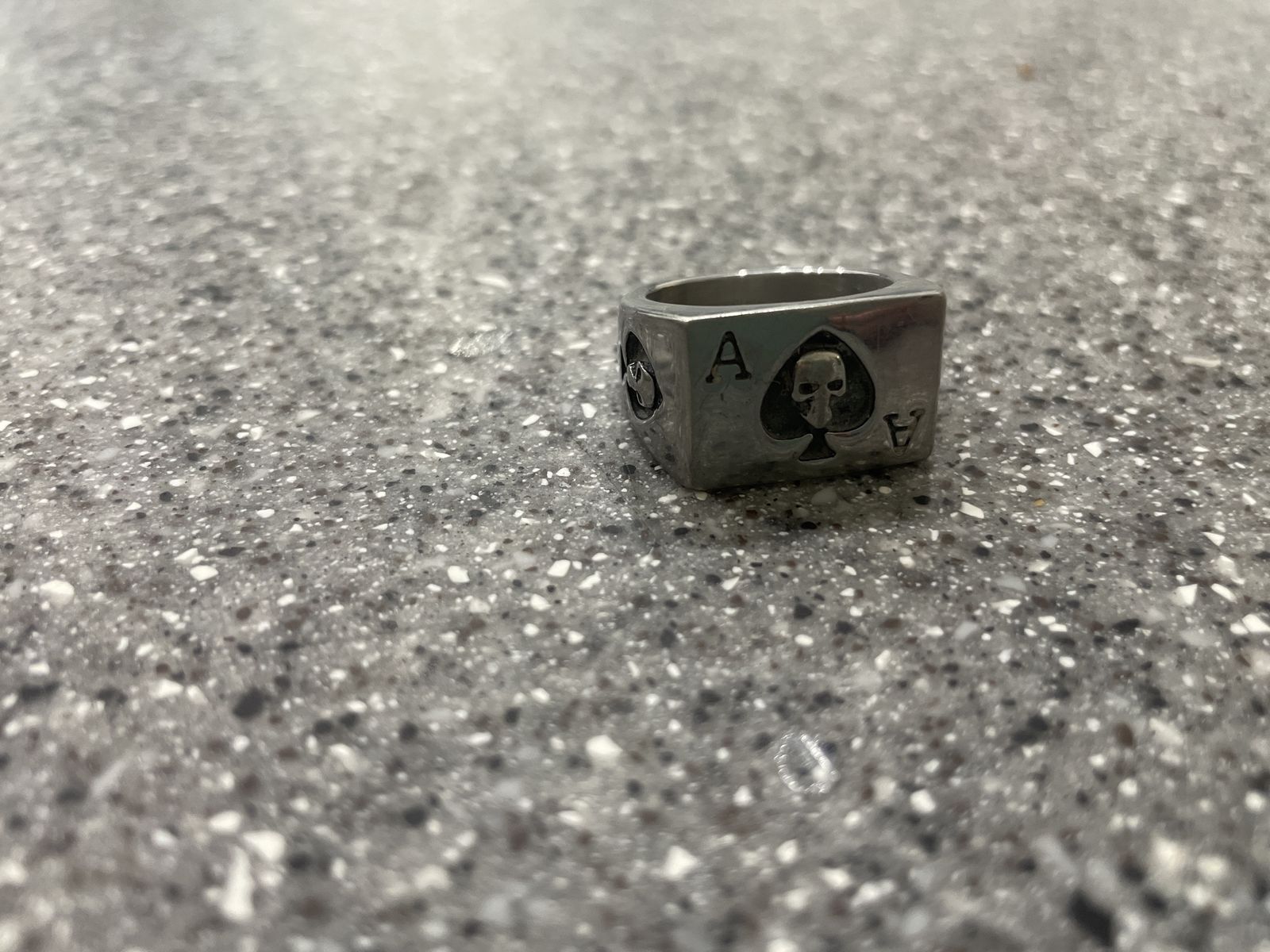 Unique Ace of Spades Skull Stainless Steel Ring - For Larger Fingers