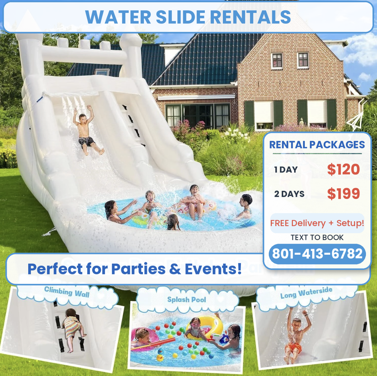 White Castle Inflatable Water Slide RENTAL – $120/Day