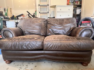 Free Rustic Leather Loveseat Couch