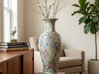 Large Chinese Famille Rose Medallion Porcelain Floor Vase