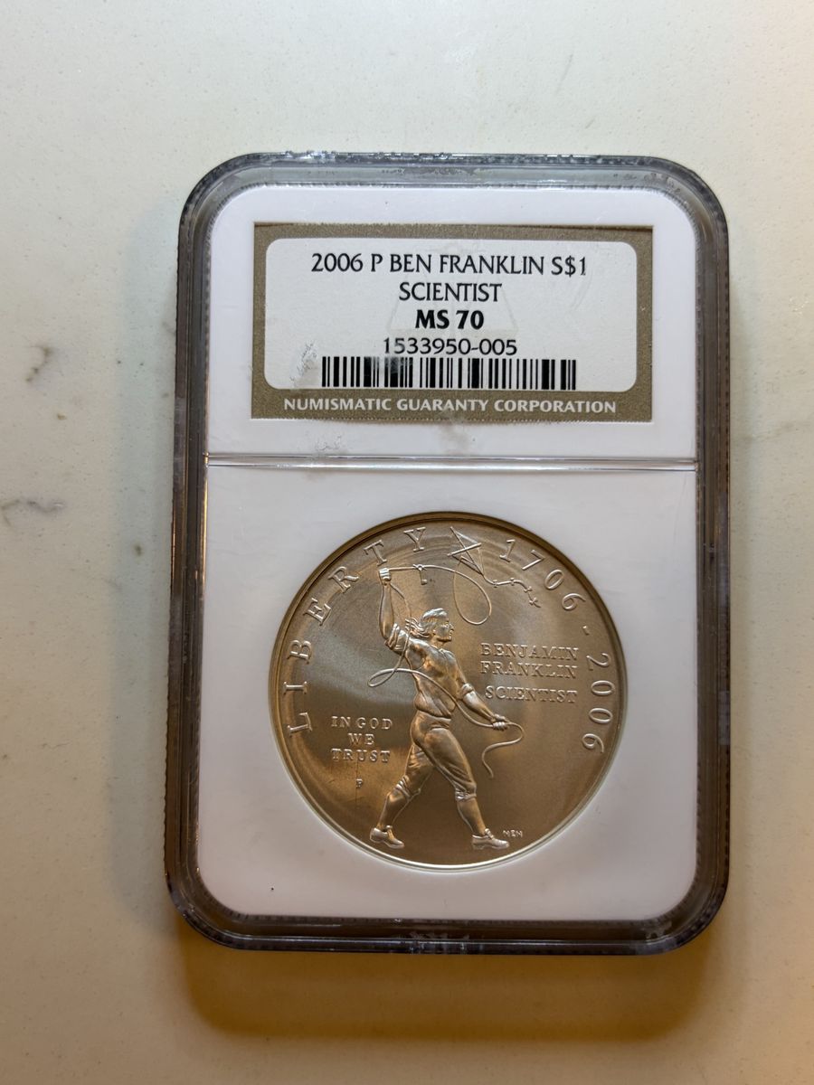 2006 P Ben Franklin Scientist Silver Dollar NGC MS 70 - Commemorative Coin