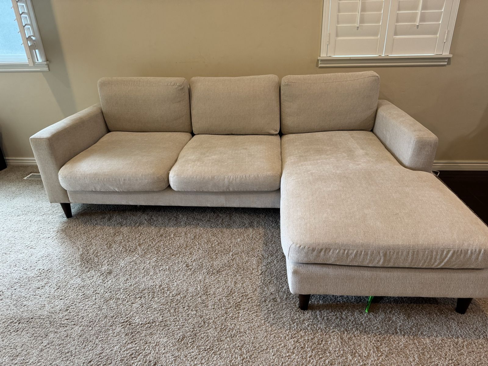 Modern Beige Sectional Sofa with Chaise Lounge