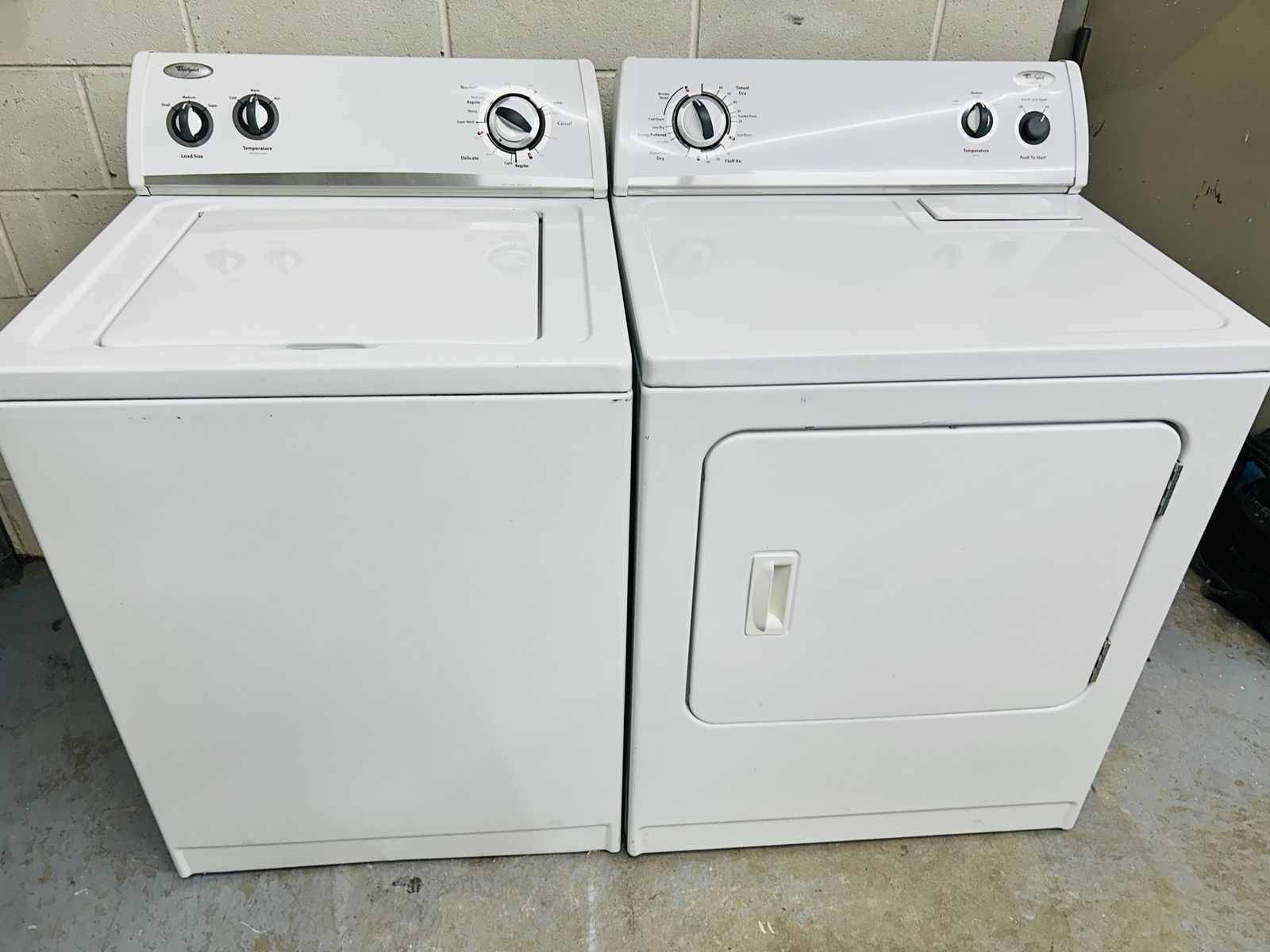 Super heavy duty whirlpool washer and dryer set