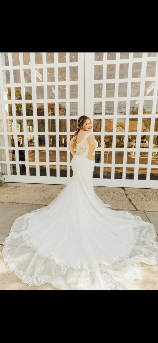 Lace Mermaid Wedding Dress + Cathedral Veil