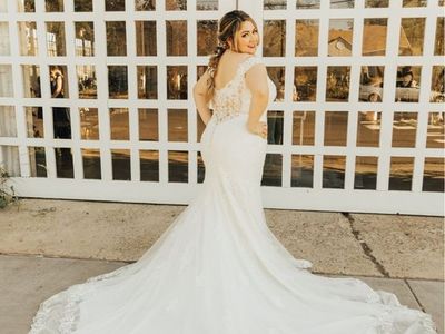 Lace Mermaid Wedding Dress + Cathedral Veil