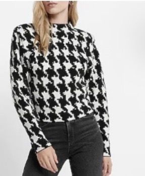 Express XL NEW w tags HOUNDSTOOTH MOCK NECK PADDED SHOULDER SWEATER