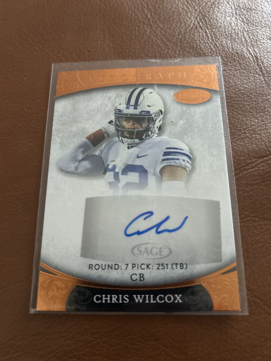 2020-21 BYU Cougars Chris Wilcox Sage Autograph Football Card Hand Signed Auto Rookie