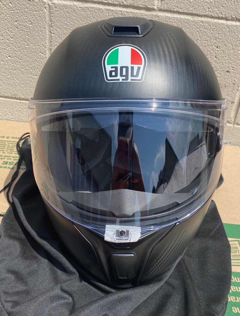Like New AGV Sport Modular Carbon Fiber Matte Size M Motorcycle Helmet with Sena Bluetooth Mount and Microphone